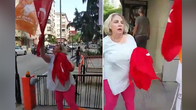 CHP üyesi kadın, AK Parti ve Türk bayraklarını söktü!