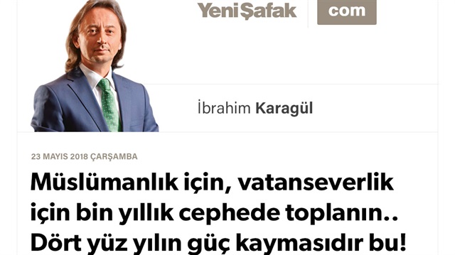 Müslümanlık için, vatanseverlik için bin yıllık cephede toplanın.. Dört yüz yılın güç kaymasıdır bu!