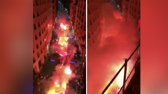 Galatasaraylı tarftarlar İstiklal Caddesi'ni sarı-kırmızıya boyadı!