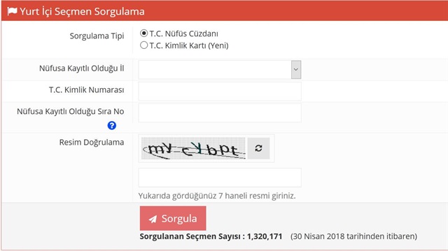 YSK seçmen sandık sorgulam
