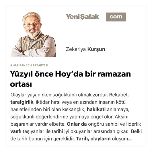 Yüzyıl önce Hoy’da bir ramazan ortası