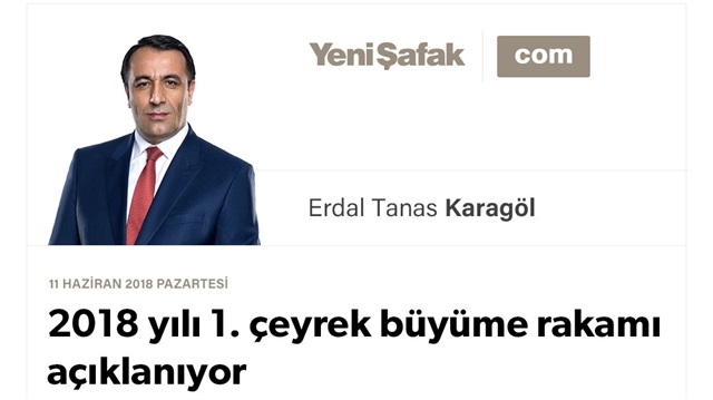 2018 yılı 1. çeyrek büyüme rakamı açıklanıyor
