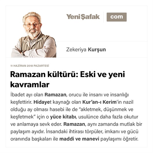 Ramazan kültürü: Eski ve yeni kavramlar