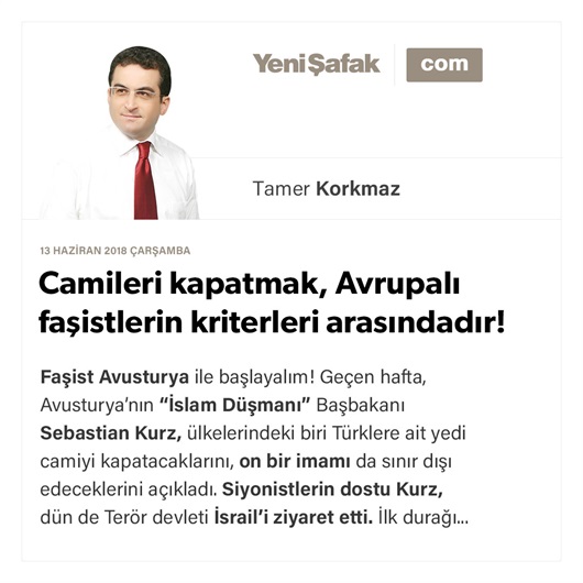 Camileri kapatmak, Avrupalı faşistlerin kriterleri arasındadır!