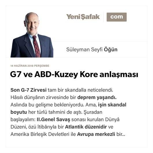 G7 ve ABD-Kuzey Kore anlaşması