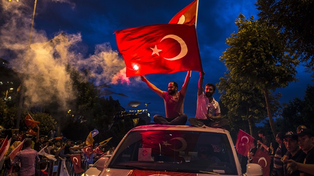 Celebrations following the presidential and parliamentary elections in Turkey

