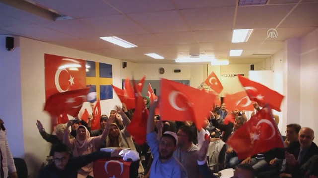 Turkish AK Party supporters celebrate election victory in Sweden
