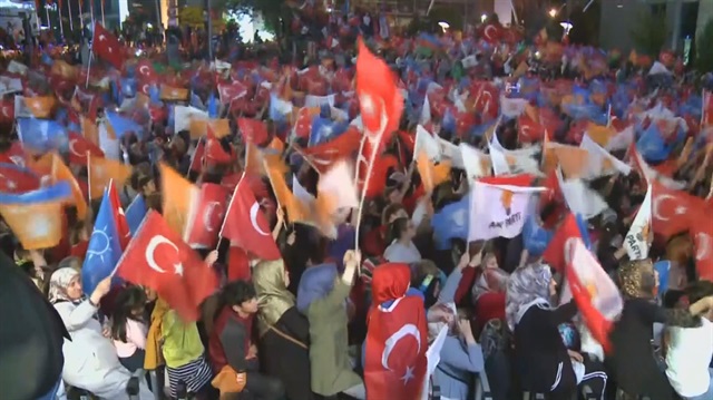 Supporters gathering to celebrate President Erdoğan's victory