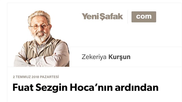 Fuat Sezgin Hoca’nın ardından