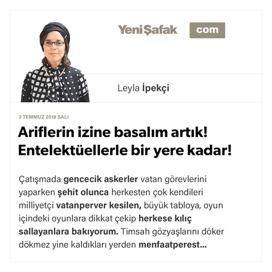 Ariflerin izine basalım artık! Entelektüellerle bir yere kadar!