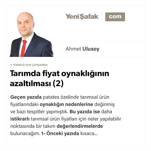 Tarımda fiyat oynaklığının azaltılması (2)