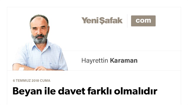 Beyan ile davet farklı olmalıdır