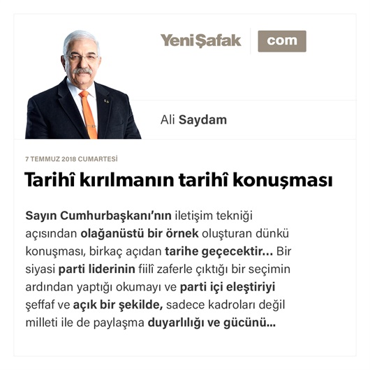 Tarihî kırılmanın tarihî konuşması