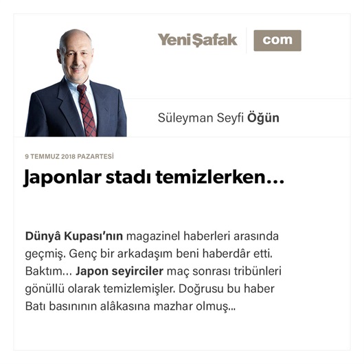 Japonlar stadı temizlerken…