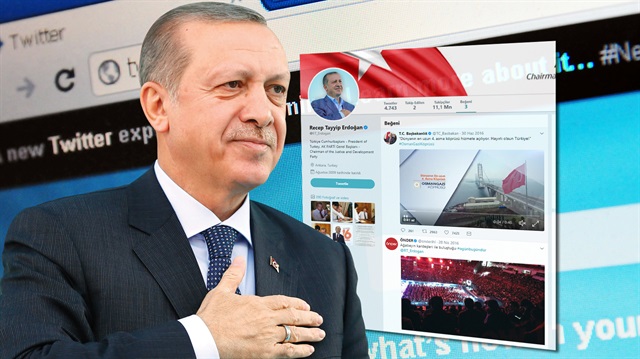 Cumhurbaşkanı Recep Tayyip Erdoğan, Twitter'da takipçi sayısı açısından 4.sırada yer alıyor.