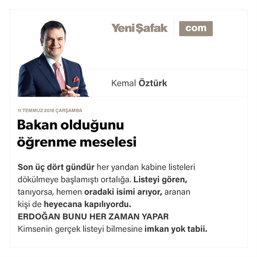 Bakan olduğunu öğrenme meselesi