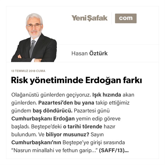 Risk yönetiminde Erdoğan farkı