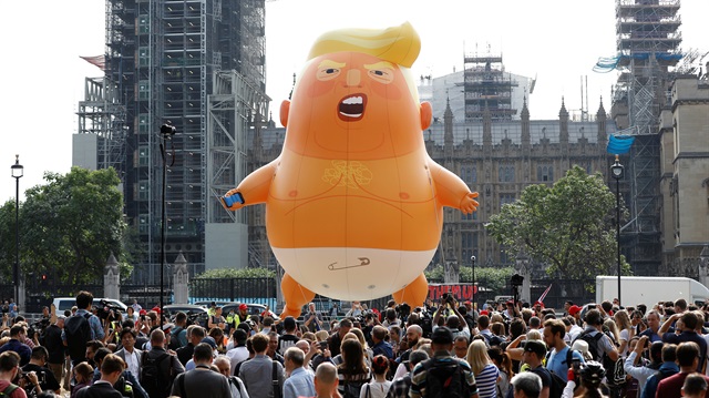 Trump opponents inflate snarling orange 'Trump baby' in London