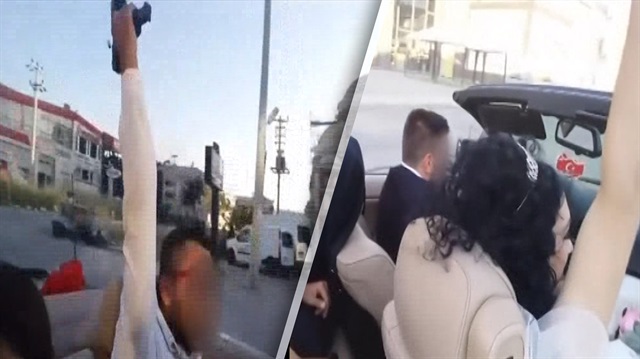 Damat drift yaptı arkadaşı havaya ateş açtı!