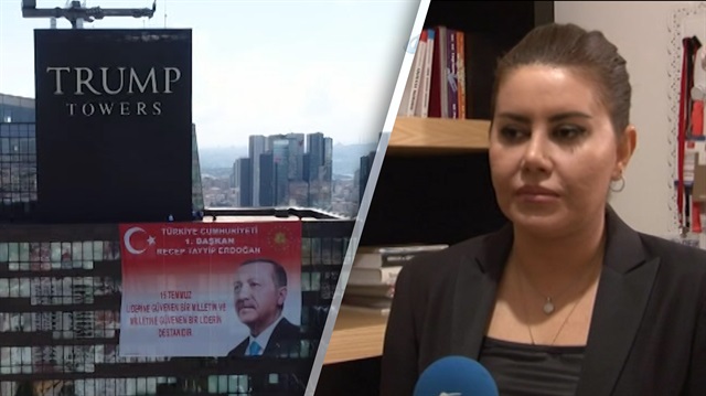 Erdoğan'ın posteri Trump Towers'a bakın nasıl asıldı
