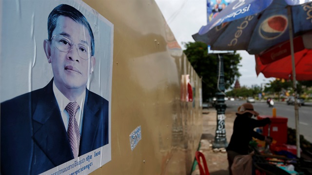 A poster of Cambodia's Prime Minister and Cambodian People's Party (CPP) President Hun Sen is seen along a street in Phnom Penh, Cambodia.