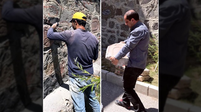 Erzurum'da bir okul duvarında bulunan Arapça yazılı taşlar korumaya alındı.
