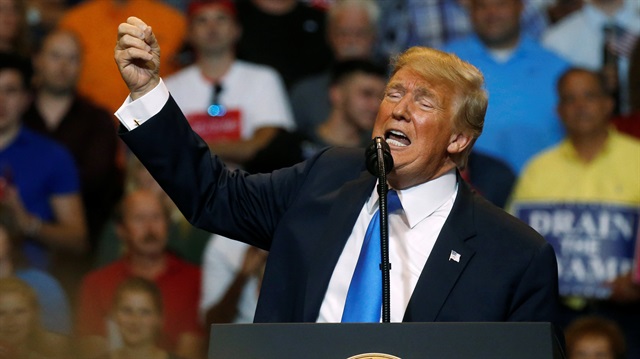 U.S. President Donald Trump speaks during campaign rally 