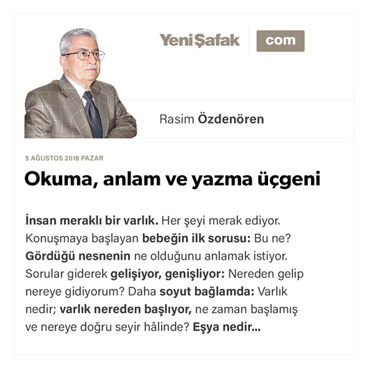 Okuma, anlam ve yazma üçgeni