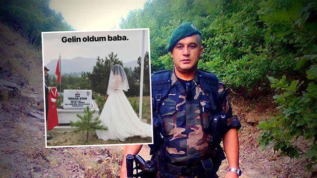 Şehit Orhan Ayan'ın kızının gelinlikle babasının kabir başında verdiği poz ve yazdığı not görenleri duygulandırdı.