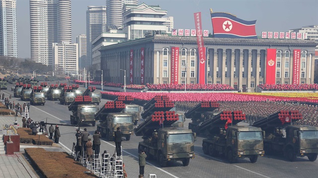 File Photo: Military vehicles are seen at a grand military parade celebrating the 70th founding anniversary of the Korean People's Army at the Kim Il Sung Square in Pyongyang.
