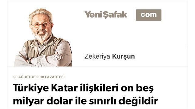 Türkiye Katar ilişkileri on beş milyar dolar ile sınırlı değildir