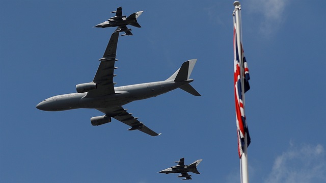 File photo: Royal Air Force jets peform a fly past for Trooping the Colour in London, Britain,