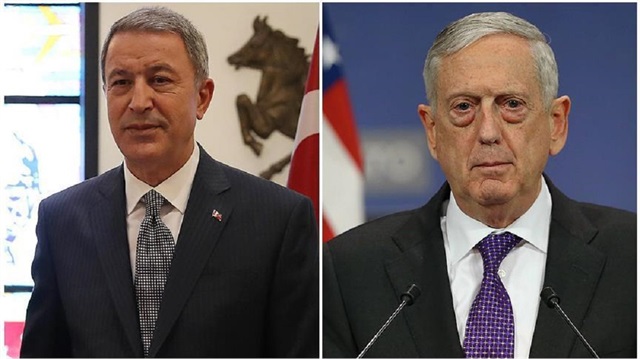 National Defense Minister Hulusi Akar and U.S. Defense Secretary Jim Mattis