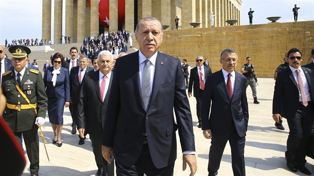 Turkish President Recep Tayyip Erdoğan at Anıtkabir