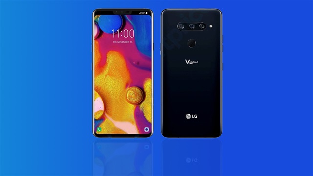 Üç kameralı LG V40 ThinQ modeline ait olduğu düşünülen sızıntı görsel.