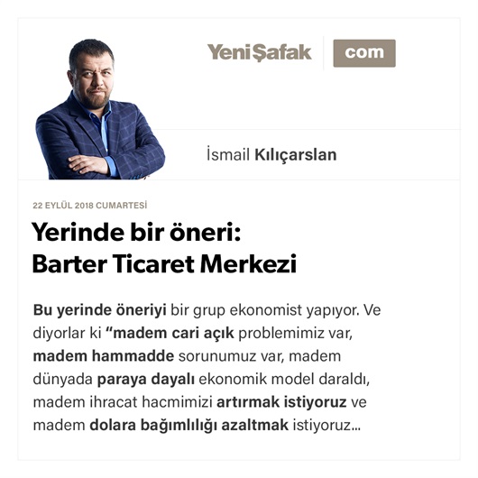 Yerinde bir öneri: Barter Ticaret Merkezi