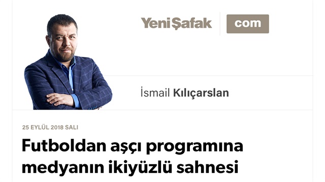 Futboldan aşçı programına medyanın ikiyüzlü sahnesi