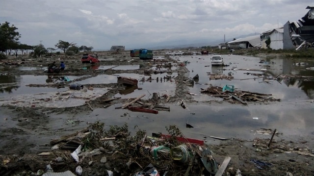 The ruins of cars as seen after tsunami hit in Palu, Indonesia September 29, 2018.