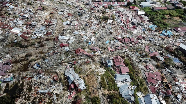 An aerial view of Petobo sub-district following an earthquake in Palu, Central Sulawesi, Indonesia, October 2, 2018 in this photo taken by Antara Foto. 