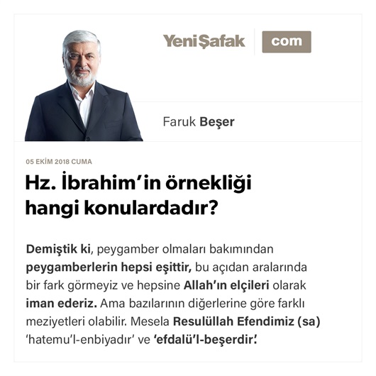 Hz. İbrahim’in örnekliği hangi konulardadır?
