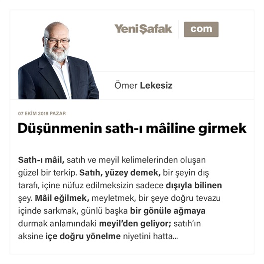 Düşünmenin sath-ı mâiline girmek
