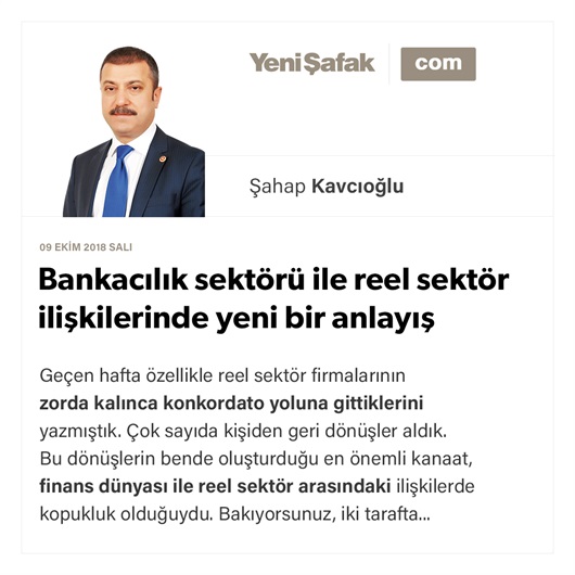 Bankacılık sektörü ile reel sektör ilişkilerinde yeni bir anlayış