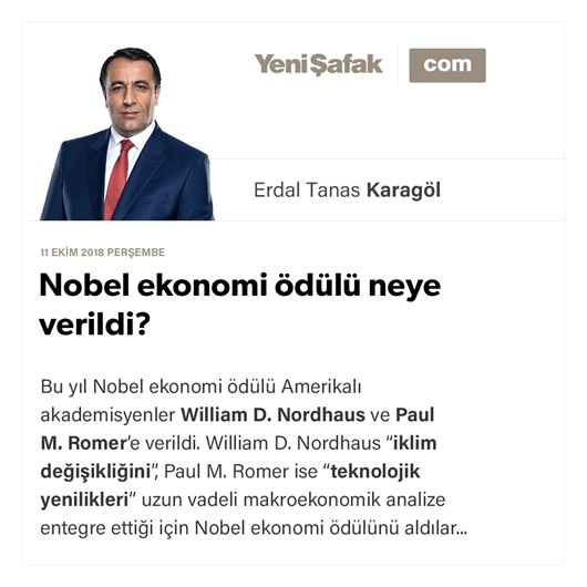 Nobel ekonomi ödülü neye verildi?