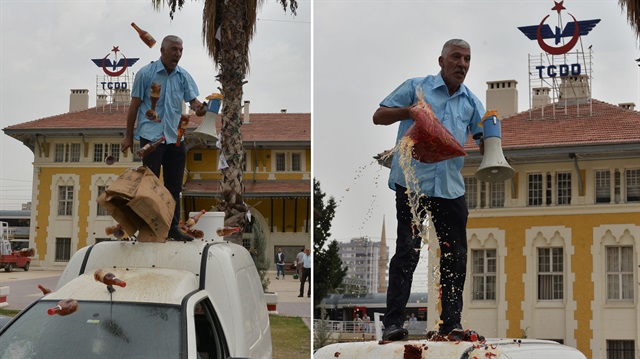 Dolandırıldığı söyleyip, sattığı ürünleri etrafa saçtı.