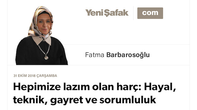 Hepimize lazım olan harç: Hayal, teknik, gayret ve sorumluluk