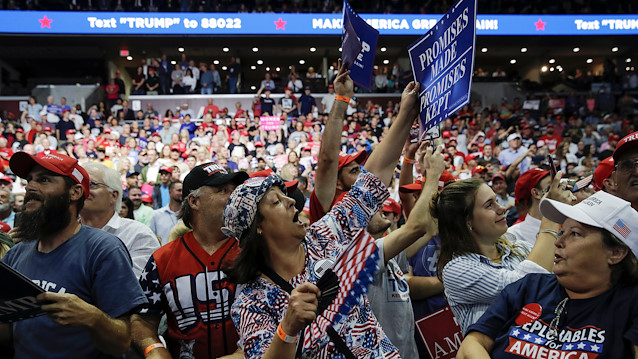 Supporters of U.S. President Donald Trump attend a rally in Springfield, Missouri