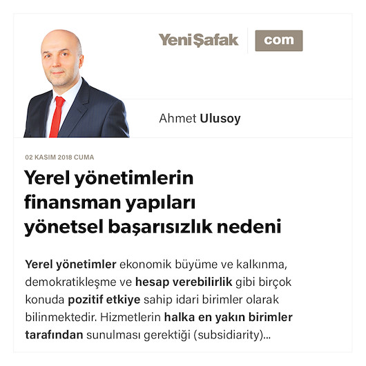 Yerel yönetimlerin finansman yapıları yönetsel başarısızlık nedeni