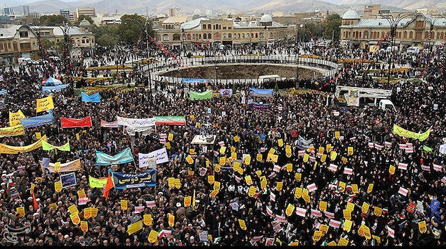 Iranian people gather to mark the anniversary of the seizure of the U.S. Embassy, in Tehran, Iran, November 4, 2018. 