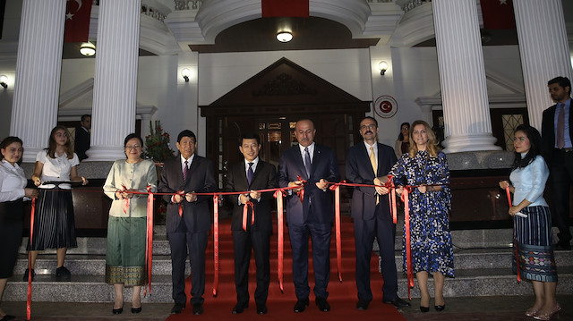 MevlÃ¼t Ã‡avuÅŸoÄŸlu, who is paying first visit by Turkey to Laos at the level of foreign minister, attends inauguration ceremony