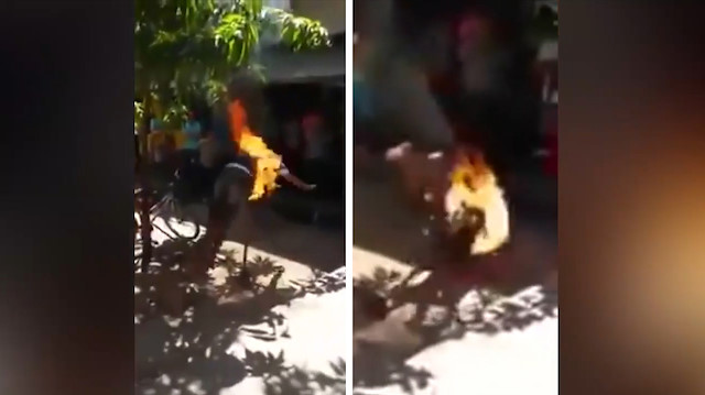 Ateş çemberiyle şov yapmak isteyen adamın hazin sonu